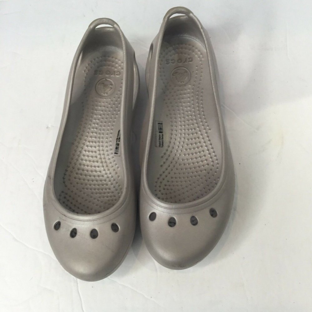 Crocs Womens Gray Rubber Flats Ballet Sling Back